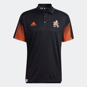 Adidas Miami Hurricanes Polo Shirt Mens S Small Primeblue Black Orange H50752